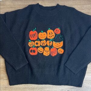 Cider “Your Closet’s Happy Hour” Halloween Pumpkin Sweater – Size M – Black